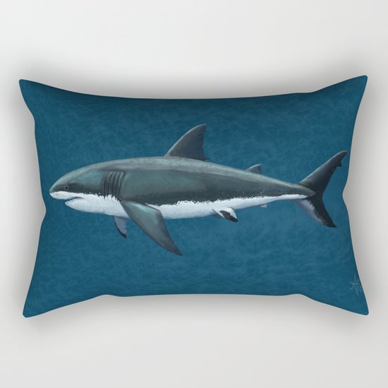 "Carcharodon carcharias" by Amber Marine ~ Great White Shark Art, (c) 2015 Rectangular Pillow