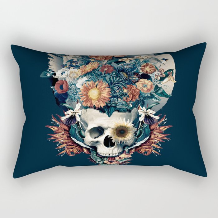 Skull and Flowers Rectangular Pillow