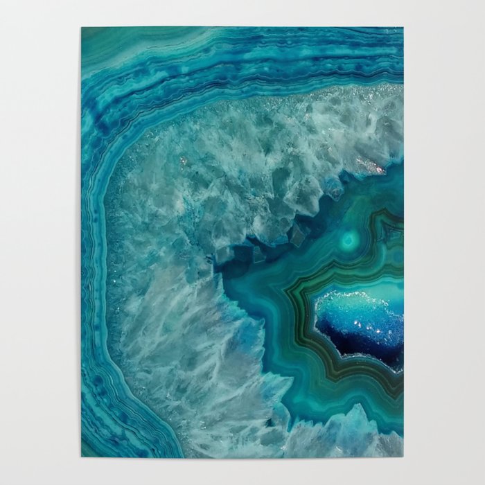 Turquoise teal decorative stone Poster