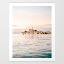The Rovinj Sunset | Pastel colored travel photography at the sea | ocean print Art Print