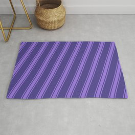 [ Thumbnail: Dark Slate Blue and Purple Colored Stripes Pattern Rug ]