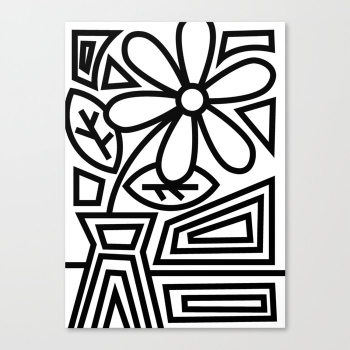 FLOWER IN VASE IN BLACK & WHITE Canvas Print