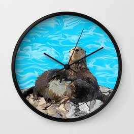 Where the River Meets the Sea Otters Wall Clock