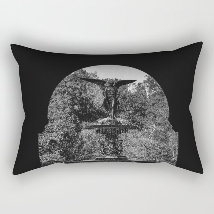 New York City Bethesda Fountain in Central Park black and white Rectangular Pillow