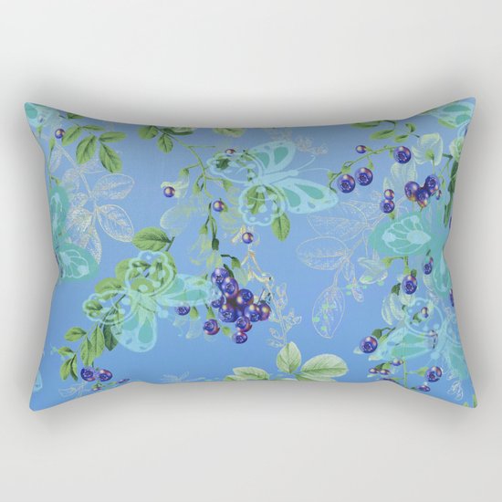 blueberries and butterflies Rectangular Pillow
