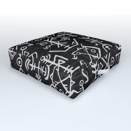 Magic hand draw symbols as scripted talismans repeatable background Outdoor Floor Cushion