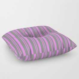 [ Thumbnail: Violet & Gray Colored Stripes Pattern Floor Pillow ]