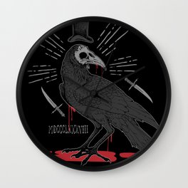MDCCCLXXXVIII Wall Clock | Raven, Crow, Drawing, Birds, Digital, Blood, Scary, Spooky, Occult, Ravens 
