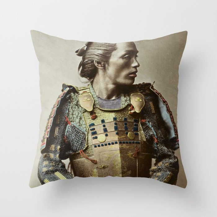 Kusakabe Kimbei - Samurai - Vintage Photo Throw Pillow
