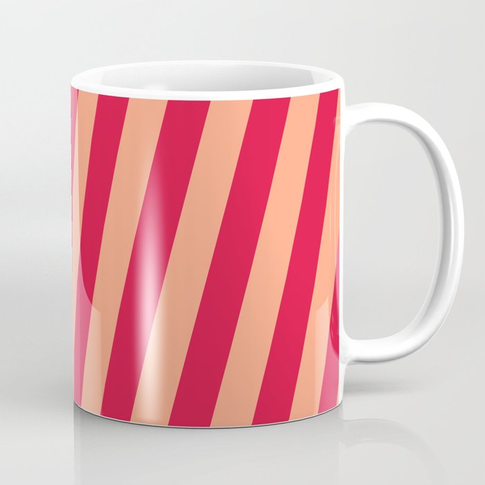 Crimson and Light Salmon Colored Lines Pattern Coffee Mug
