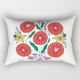 Hungarian embroidery inspired pattern white Rectangular Pillow