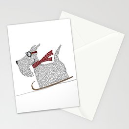 Scottie scottish terrier dog sledding Stationery Card