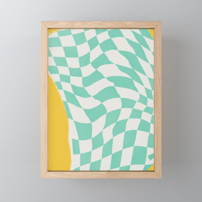 Mint checker fabric abstract Framed Mini Art Print