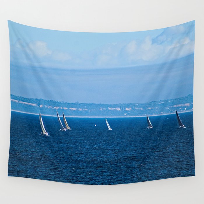 Regatta Sailboats Sailing Seascape 4 Wall Tapestry