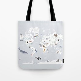 Animal Map of the world Tote Bag