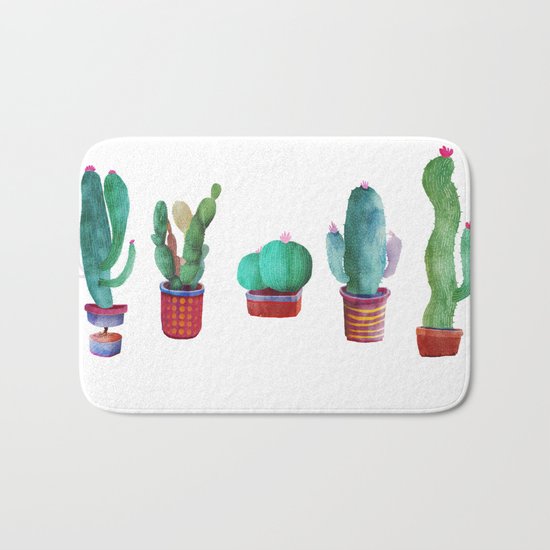 5 little cactus Bath Mat