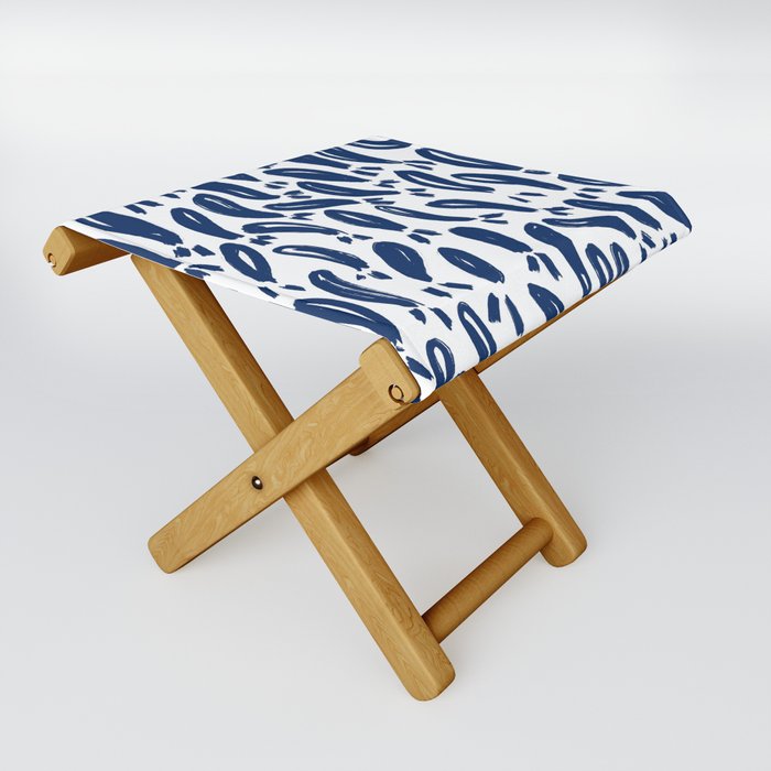 Blue Fishes Ocean Indigo Sea Pattern Folding Stool