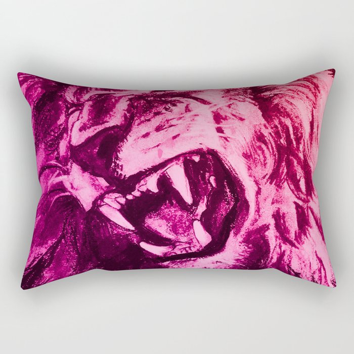 Panthera Leo Carboneum - Pink Rectangular Pillow