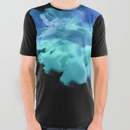 Bioluminescent Splash blue and turquoise alcohol inks All Over Graphic Tee