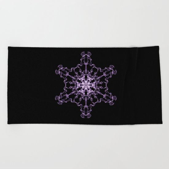 Purple Silk Snowflake Beach Towel