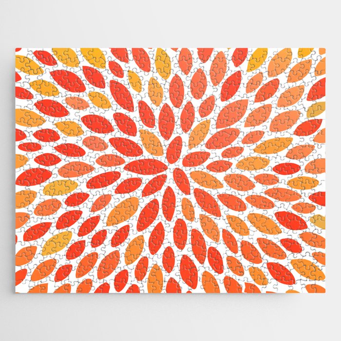 Floral Bloom, Orange and Yellow Jigsaw Puzzle