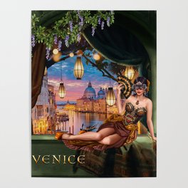 A Romantic Sunset in Venice Poster