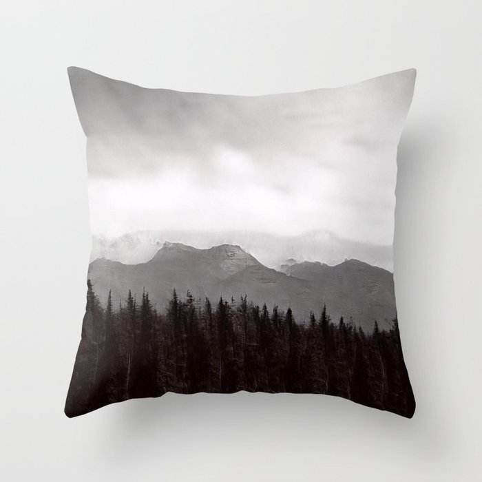 Moutain & Tree Landscape Created Using Artificial Intelligence  Throw Pillow