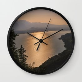 Thun lake, river and Swiss Alps. Swisszerland. Sunset relfections. Wall Clock