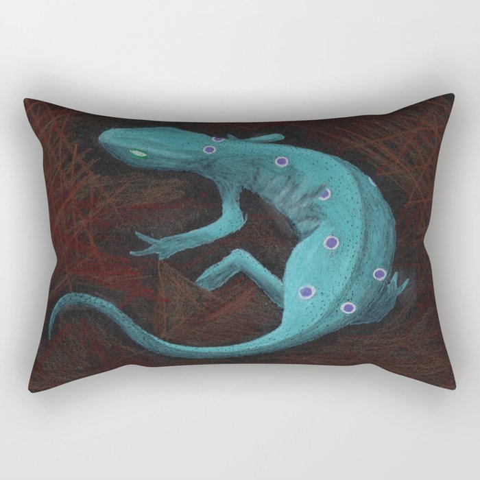 Blue Lizard Rectangular Pillow