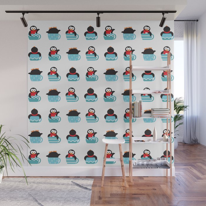 Coffee penguin Wall Mural