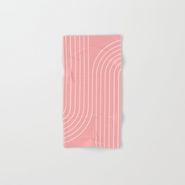 Minimal Line Curvature X Pink Mid Century Modern Arch Abstract Hand & Bath Towel