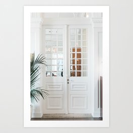 White Vintage Door in a Greek Historic Grand Hotel | Old World Lifestyle | Travel photography wall art print Greece Art Print