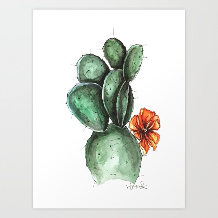 Cactus Watercolor #1 Art Print