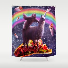 Space Sloth Riding Llama Unicorn - Taco & Burrito Shower Curtain