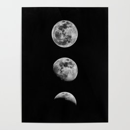 Phases of the Moon print black-white monochrome new lunar eclipse poster home bedroom wall decor Poster