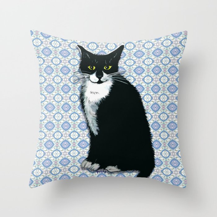 Cute Tuxedo Cat Throw Pillow By Catattack Society6