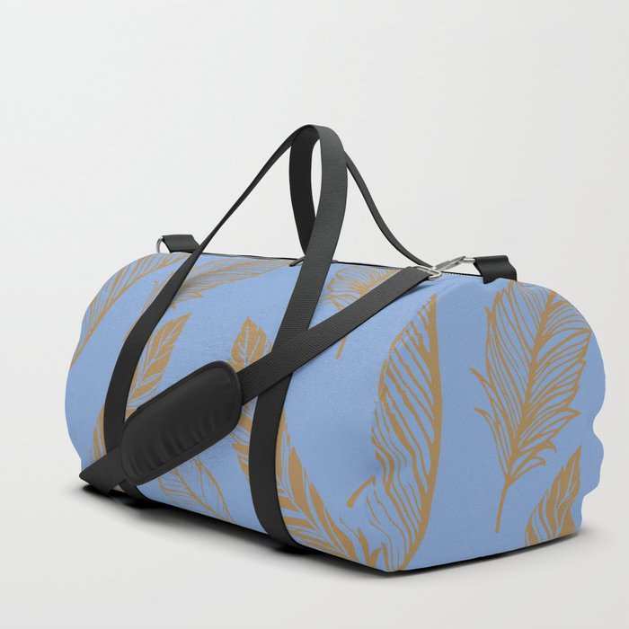 Gold Feather on Baby Blue Duffle Bag