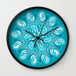 True Teal Heart Mandala Wall Clock