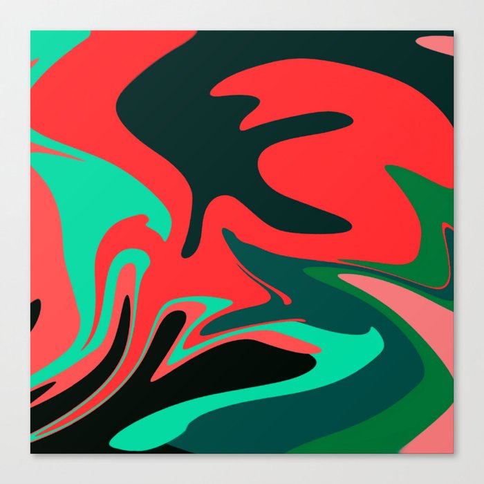 Black, green, red and pink marble pattern Canvas Print