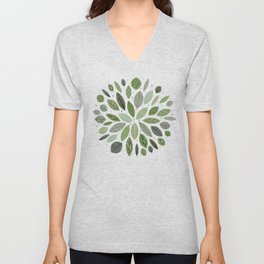 Mid-Century Green Leaves V Neck T Shirt