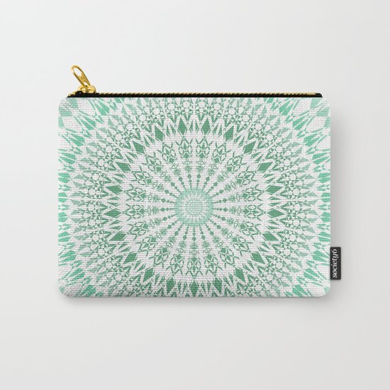 Mint White Geometric Mandala Carry-All Pouch