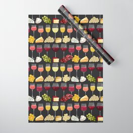 Wine and Cheese (dark grey) Wrapping Paper