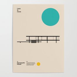 Farnsworth House, Ludwig Mies van der Rohe, Minimal Architecture Bauhaus Design Poster