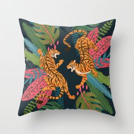 Abbott Collection 90-Vivid RECT Rectangle Tiger in Jungle Pillow Green/Pink 16x24 inches L 