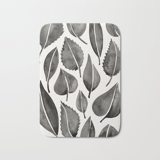 Black Leaves Bath Mat