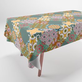Patchwork,mosaic,flowers,azulejo,quilt,Portuguese style art Tablecloth