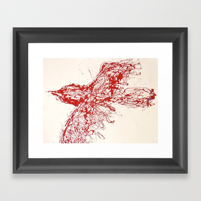Crow, Red, Bird 2 Framed Art Print
