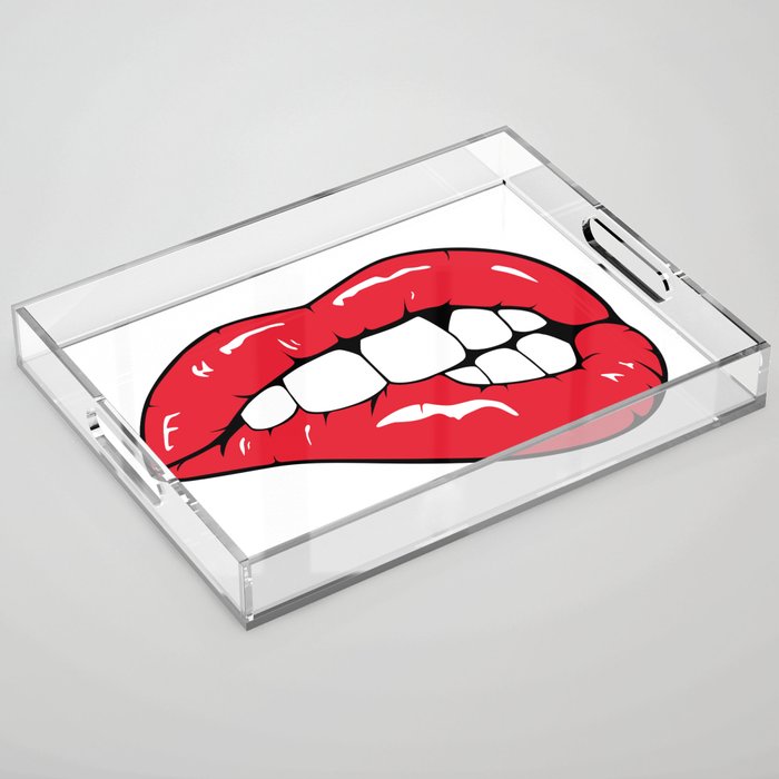 Red Lips Pop art Acrylic Tray