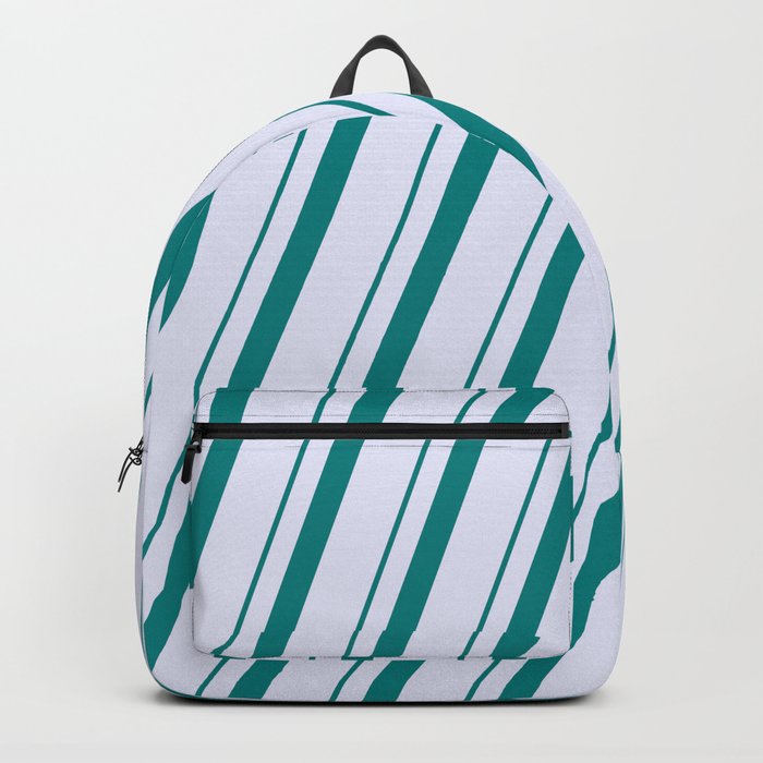Teal & Lavender Colored Lines/Stripes Pattern Backpack