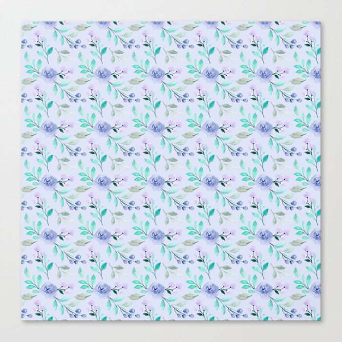Blue and Purple Floral Pattern Canvas Print